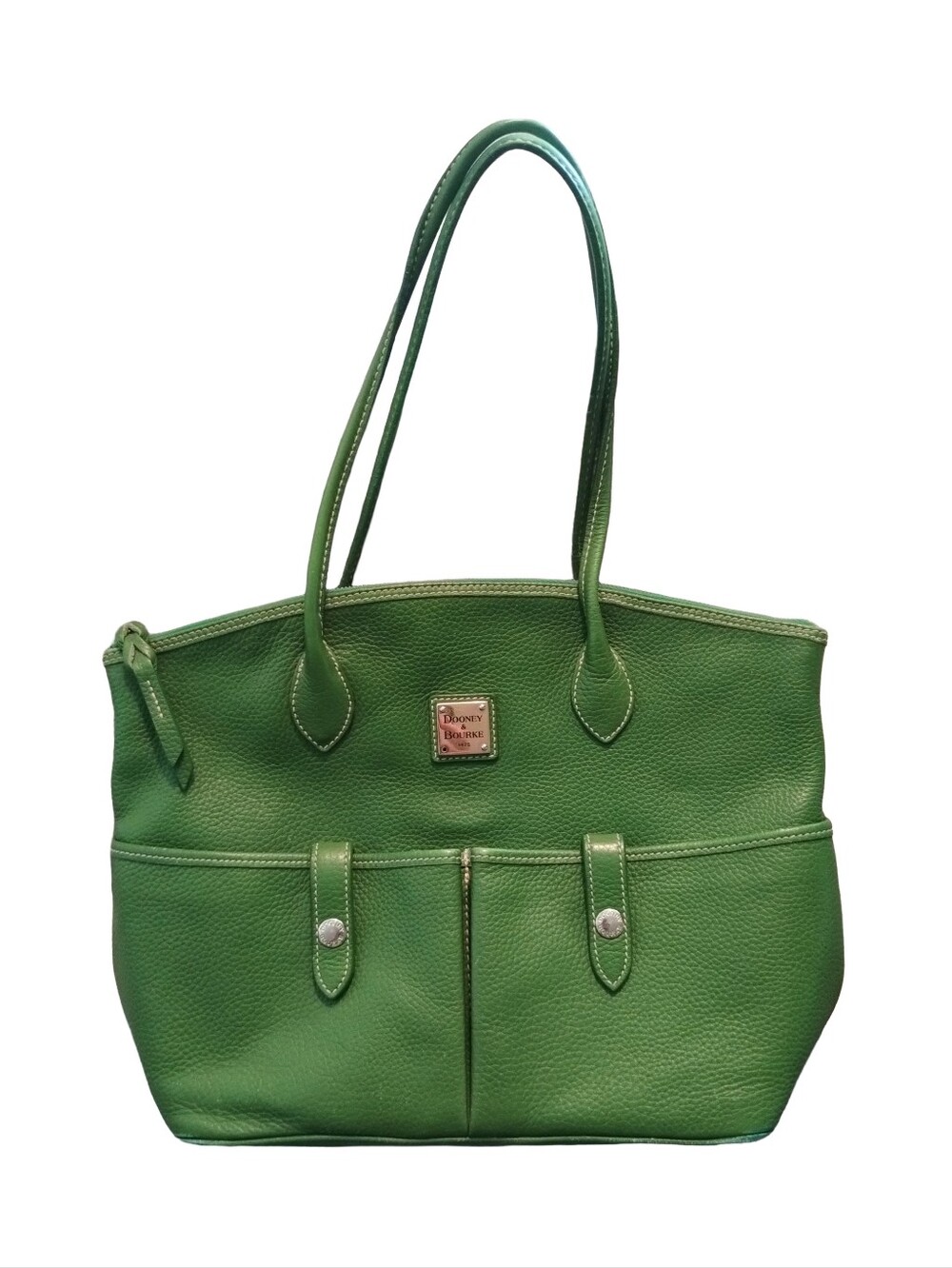 Dooney & Bourke Green Pebble Leather Crescent Tote Handbag Purse Shoulder Bag